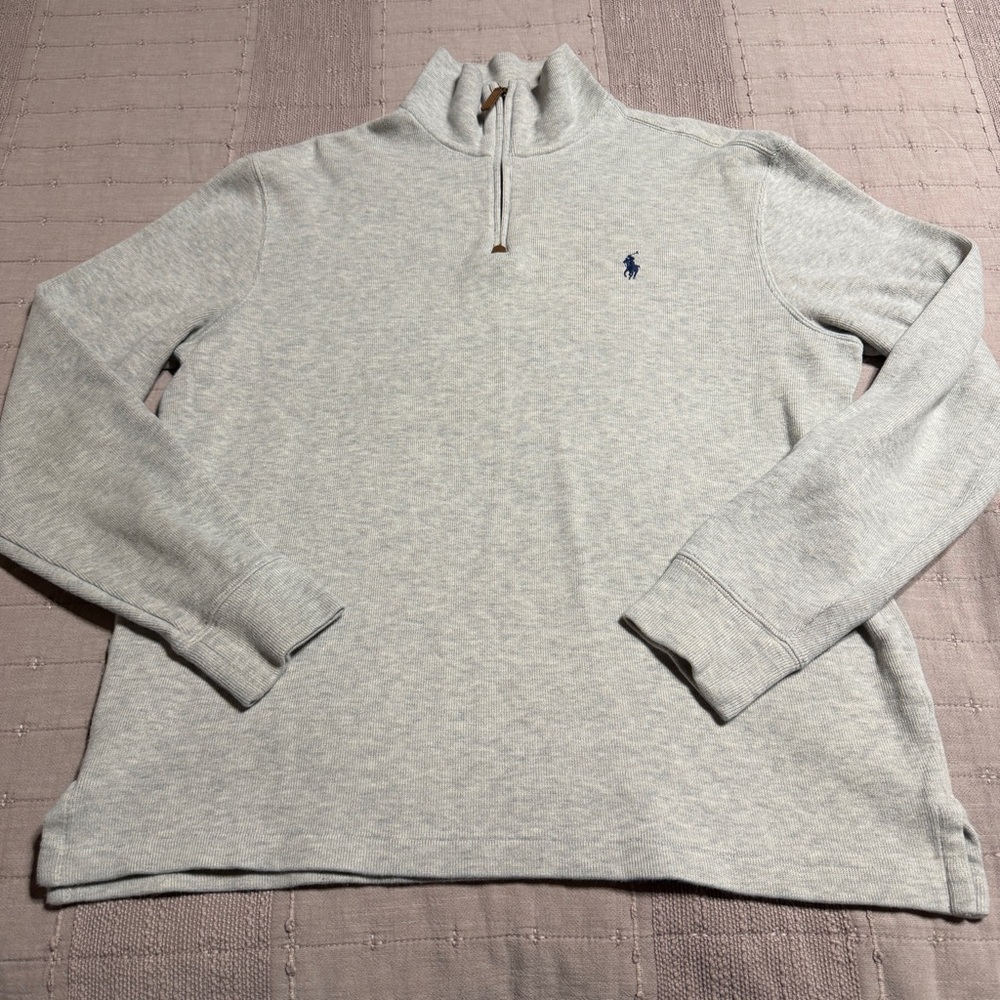 Polo Ralph Lauren Knit Pullover Sweater 1/4 Zip Mock Neck Gray Men's Size M